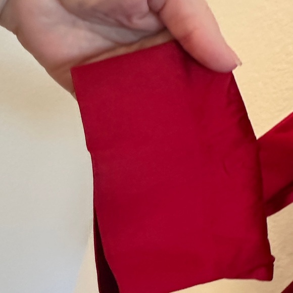 Karen Kane Vibrant Red Satin Wrap Blouse - Picture 6 of 8